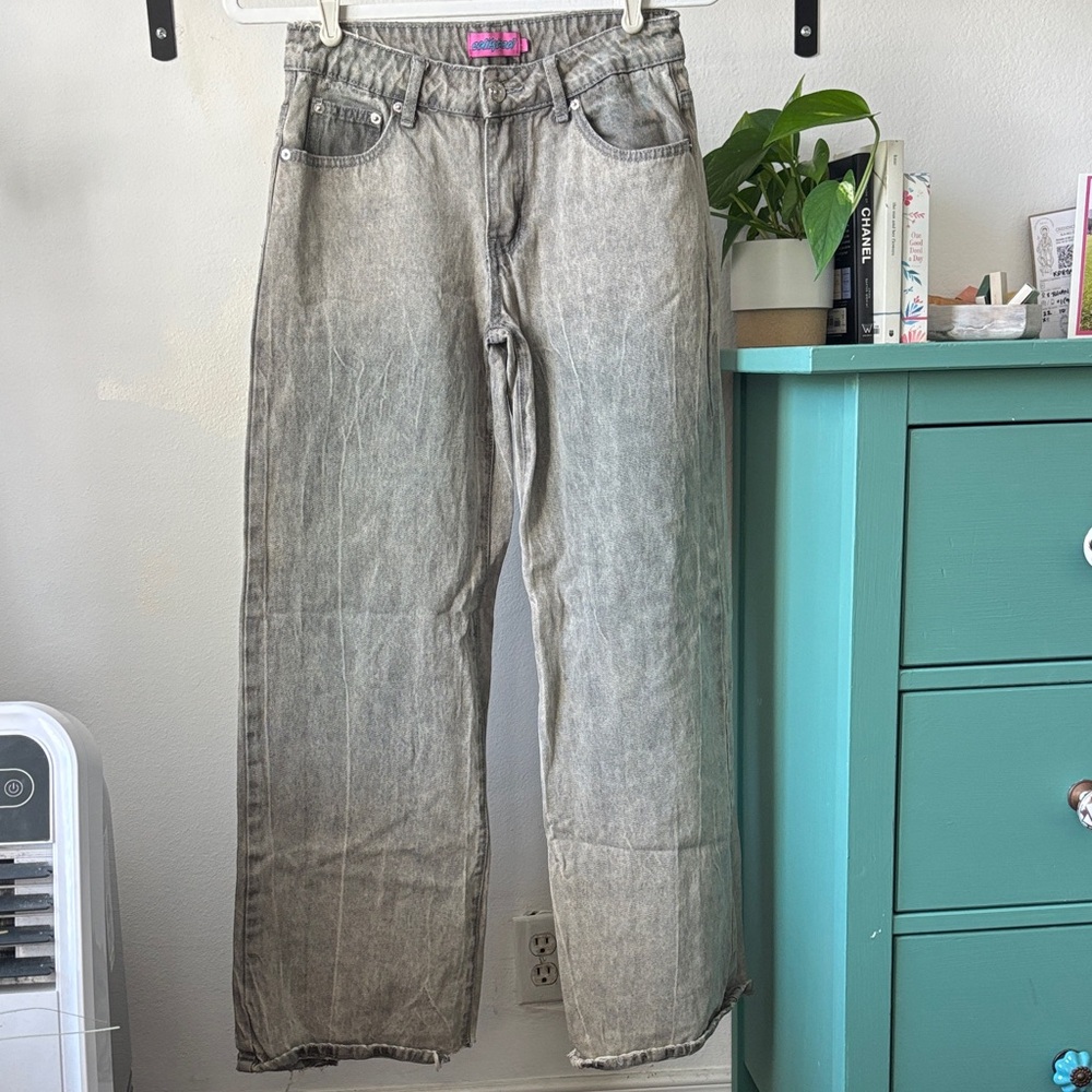 Edikted Gray Flare & Wide Leg Jeans